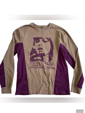 Midnight merc tshirt Taylor Swift Beige and Purple Long Sleeve Graphic Tee